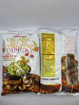 Trader Joes Organic Corn Chip Dippers with Grafton Way Chip Clip (Elote, 2 Pack)