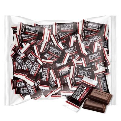 Hershey Zero Sugar Special Dark Chocolate Candy 1 Pound - Individually Wrapped Miniature Dark Chocolate Sugar Free Candy Bars For Parties, Snacks Treats - Approx 50 Pieces
