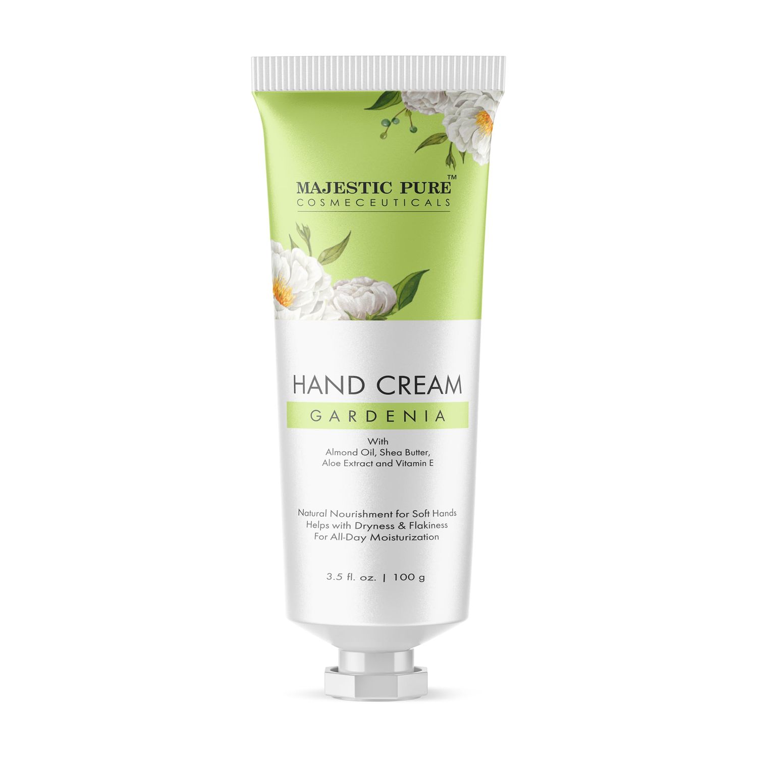 Majestic Pure, Gardenia Hand Cream 100 Pure Natural Helps in Nourishment and Soft Hands Almond Oil, Aloe Vera Extract, Shea Butter 3.5 Fl Oz