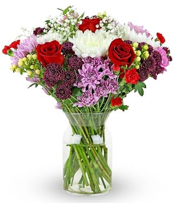 Benchmark Bouquets - Timeless Romance (Glass Vase Included) - Fresh Flowers for Delivery - Gift for Graduation, Birthday, Anniversary, Sympathy, Get Well, Congratulations