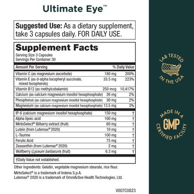 Ultimate Eye Support by Purity Products - 10 mg of Lutein wLutemax 2020, 100 mg of Alpha Lipoic Acid, 2 mg Zeaxanthin Eye Vitamins - Clinically Studied - Blue Light Wave Protection - 90 Capsules
