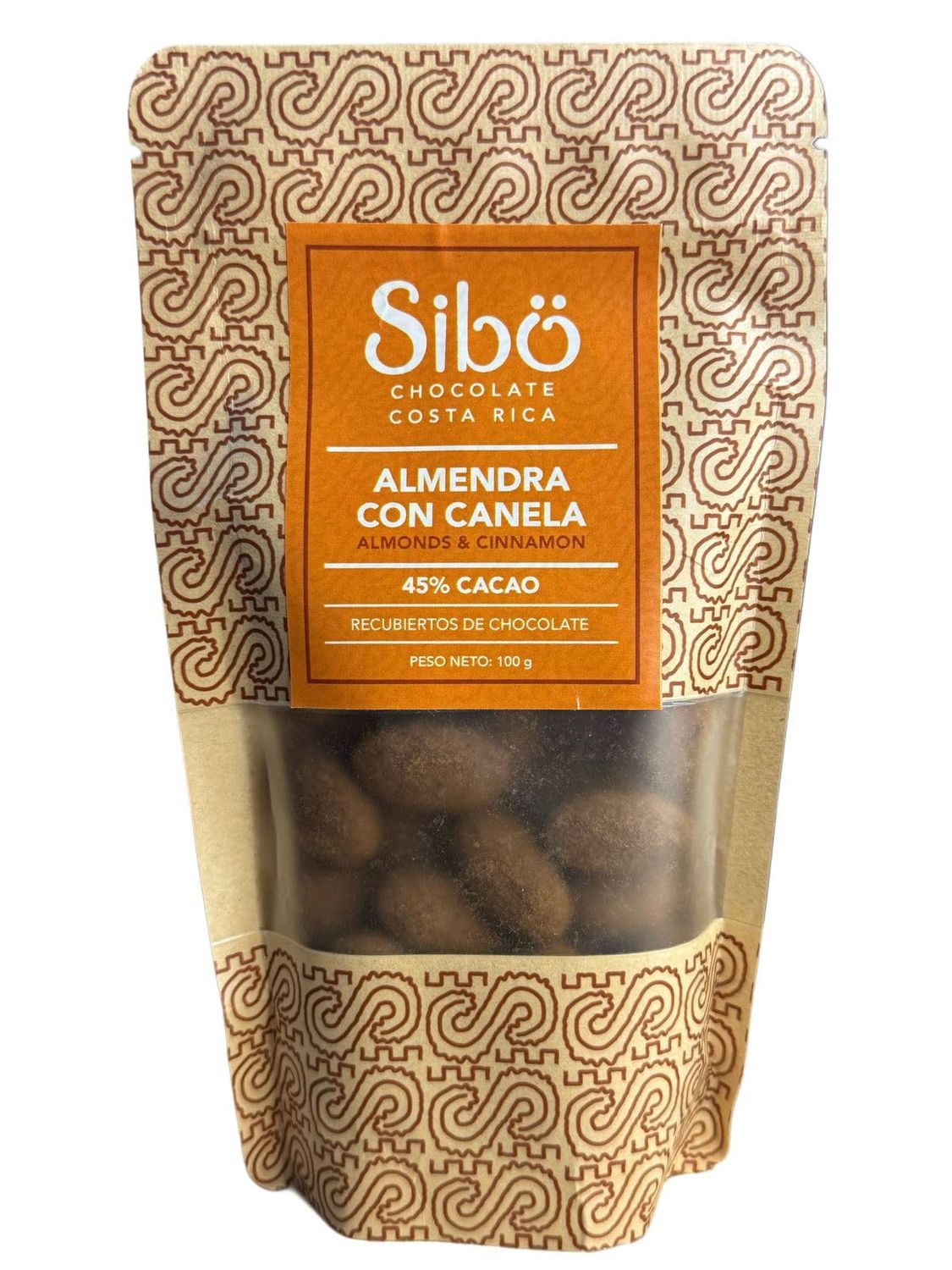 Sib Almonds Covered with Chocolate Ceylon Cinnamon - 40 Costa Rican Premium Cacao - Gourmet Artisan Snack with Rich Chocolate, Sweet-Spicy Cinnamon Flavor - 3.5 oz