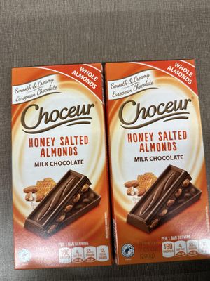 Choceur Honey Salted Almonds Milk Chocolate Bar 7.05 oz (Pack of 2) Limited Edition