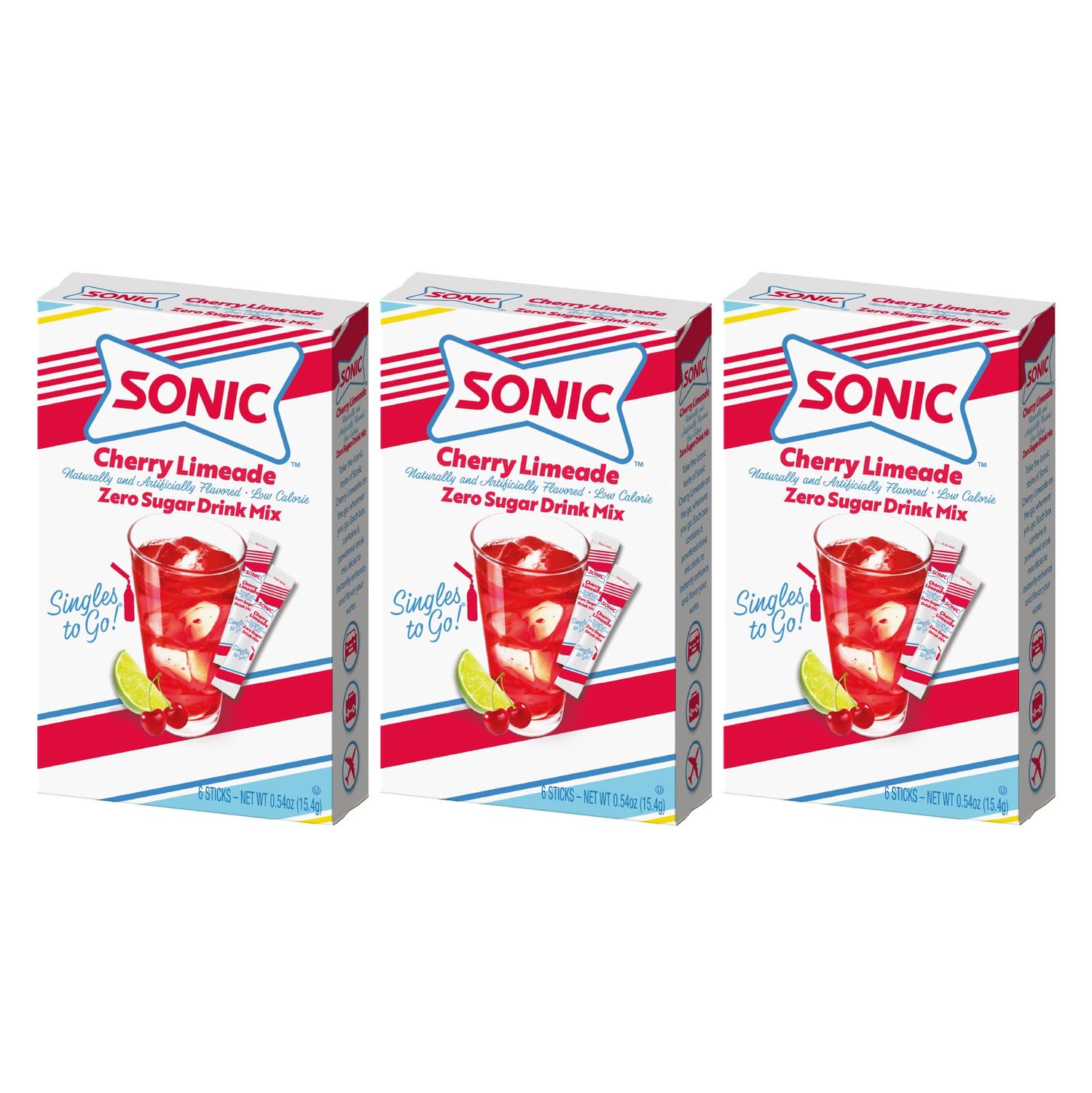 &quot;Sonic Cherry Limeade Singles to Go Powdered Drink Mix - 18 Sticks Total - Convenient and Refreshing On-the-Go Beverage!&quot;