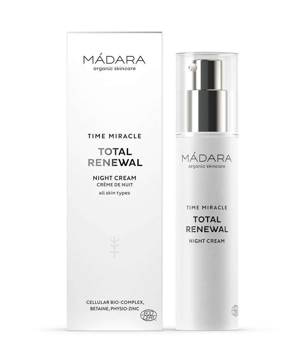 M DARA Organic Skincare Time Miracle Total Renewal Night Cream - 50ml, With multi-molecular Hyaluronic Acid and balancing Physio-Zinc, Based on Northern Birch Water, Vegan, Ecocert certified.
