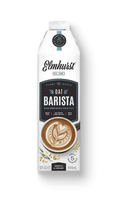 Elmhurst Plant-Based Milk, Oat Barista, Dairy Free, Vegan Friendly, Kosher, Gluten Free Non-GMO, 32 Fluid Ounce (Pack of 6)