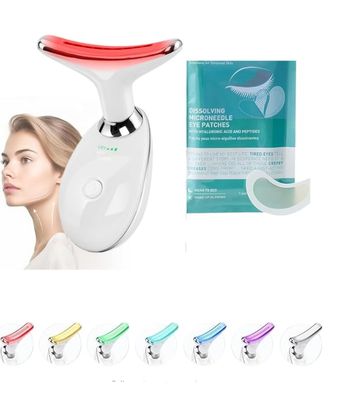 Red Light Therapy for Face Neck - 7-Color LED Skin Tightening Massager - Anti-Aging Microcurrent Face Lift Device Gua Sha Facial Tool for Wrinkle Reduction Lymphatic Drainage
