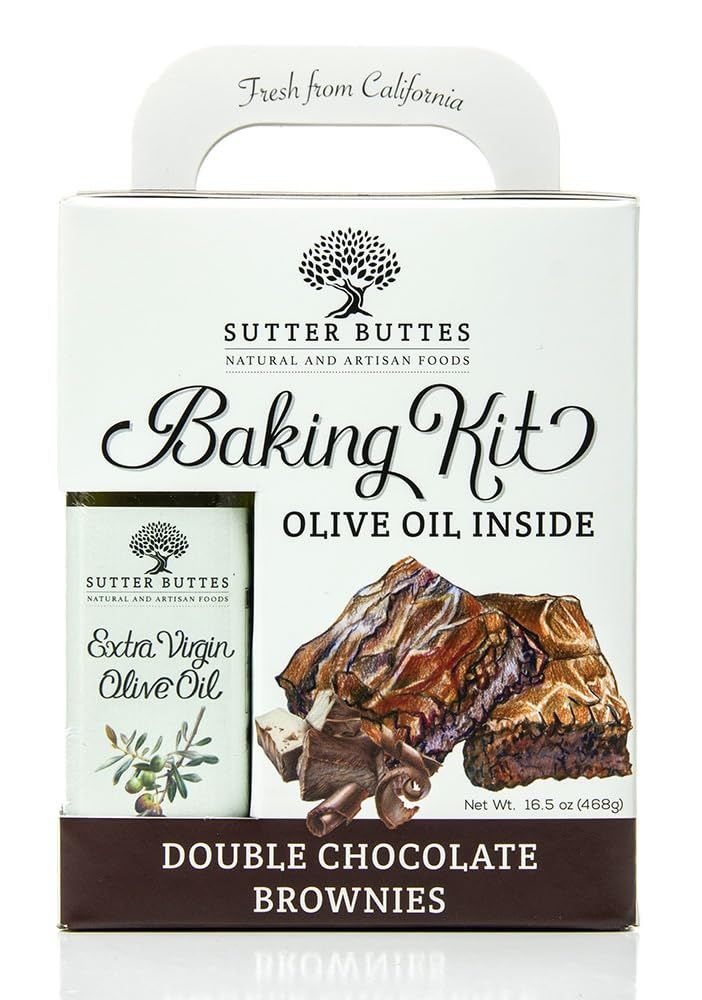 Sutter Buttes Brownie Baking Kit Gift Box with Extra Virgin Olive Oil - (Double Chocolate Brownie)