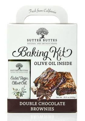 Sutter Buttes Brownie Baking Kit Gift Box with Extra Virgin Olive Oil - (Double Chocolate Brownie)