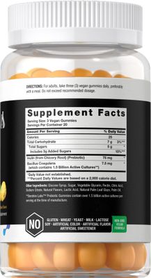 Horb ach Probiotic Gummies 60 Count 1.5 Billion with Prebiotic Adult Supplement for Women and Men Doctor Formulated Tropical Flavor Vegan, Non-GMO, and Gluten Free Berkshire Labs