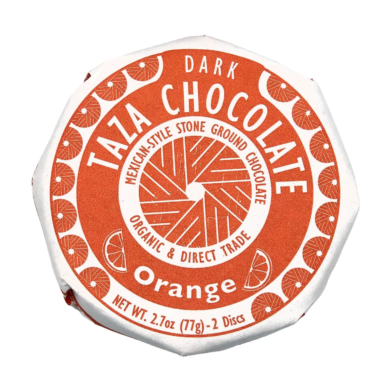 Taza Chocolate Organic Mexican-Style Disc 50 Dark Chocolate, Orange, 2.7 Ounce (12 Count), Vegan