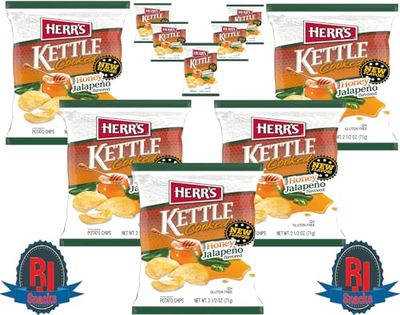 Herr&#39;s Honey Jalape o Kettle Cooked Potato Chips, 2.5 oz.(Curated by RJ Snacks Pack of 3)