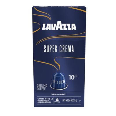 Lavazza Super Crema Aluminum Capsules Compatible with Nespresso Original Machines, Medium Roast, Arabica and Robusta Blend (10 Capsules)