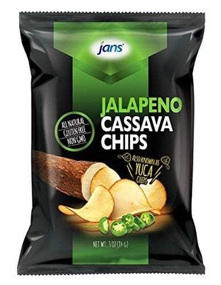 Jans Root Chips (3 oz - Pack of 12, Jalapeno Cassava Chips)