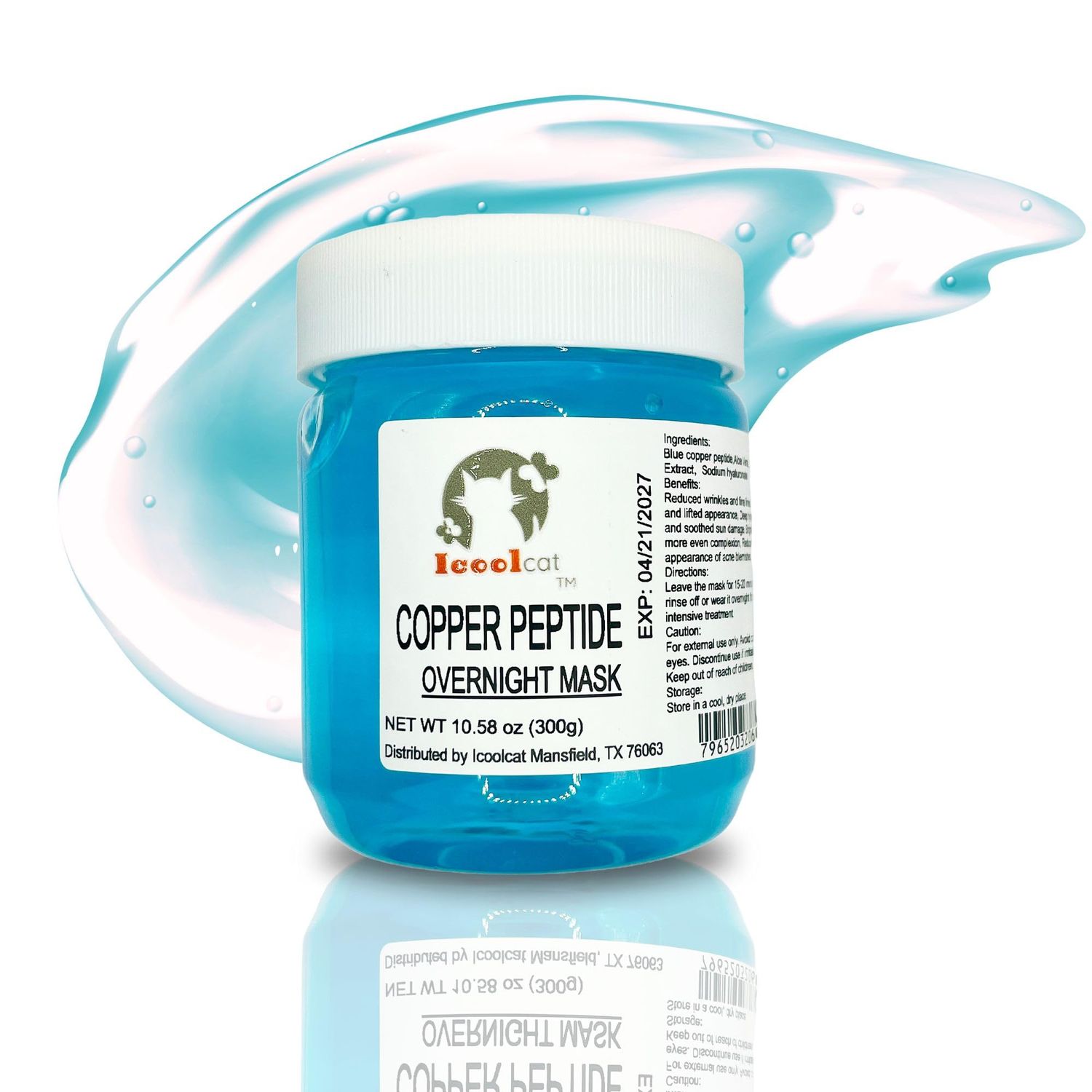 Blue Copper Peptide Repair Ice Crystal Mask - Overnight Wrinkle Reduction, Elasticity Boost, Hydration and Repair sun damage, 10 oz