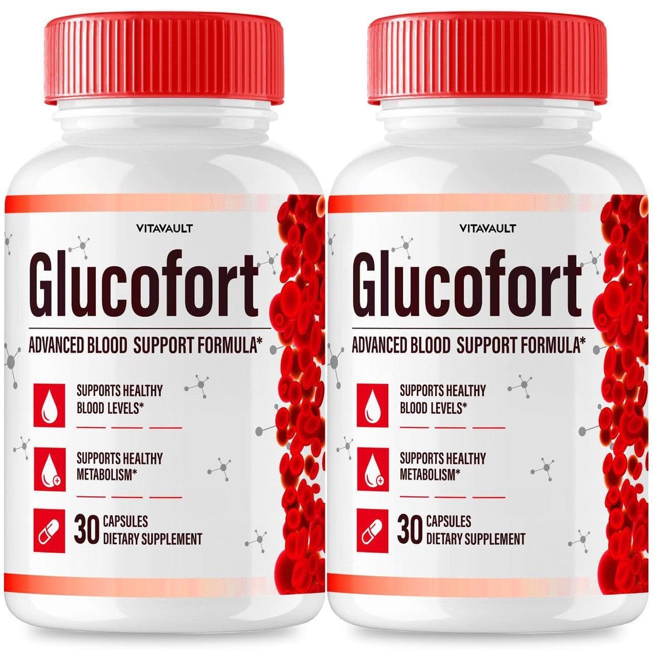 (2 Pack) Glucofort, Max Advanced Blood Support Formula Capsules