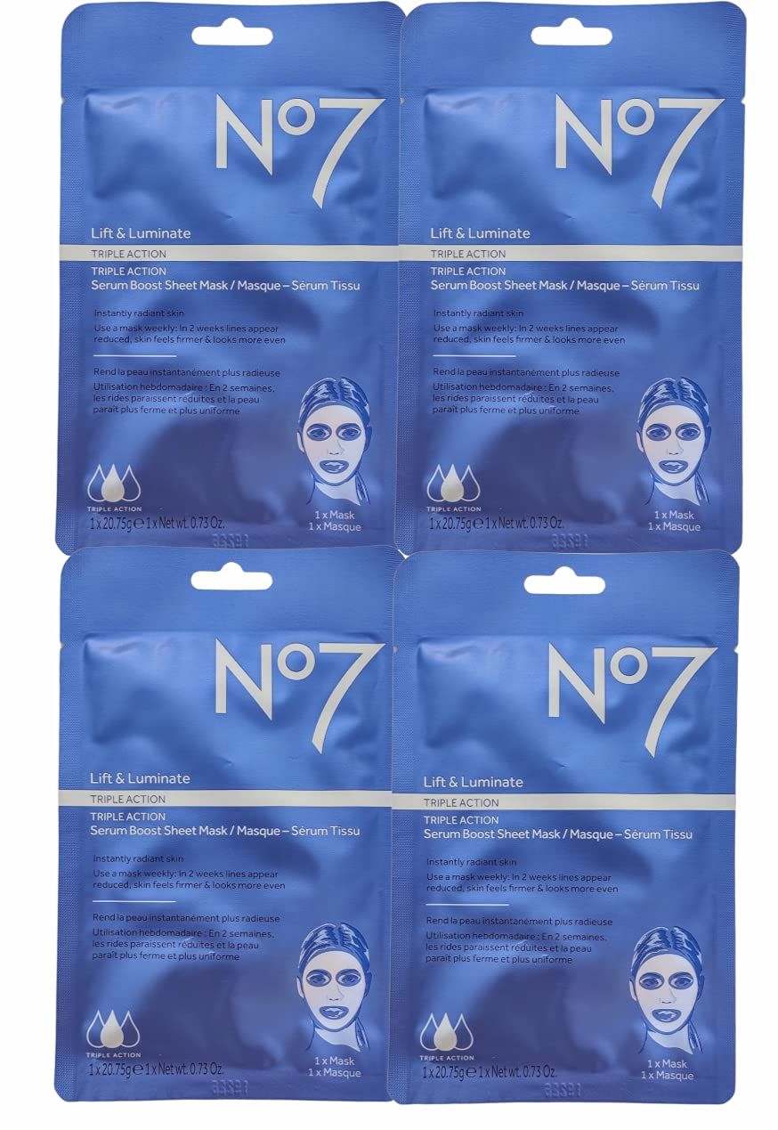 No7 Lift Luminate TRIPLE ACTION serum boost sheet masks