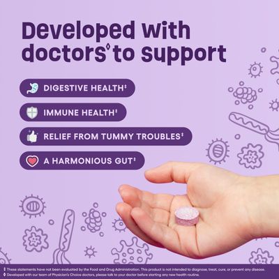 Physician's CHOICE Probiotics for Kids - 7 Diverse Strains, Organic Prebiotics, Vitamins Minerals - Clinically Studied L. Rhamnosus - Immune Digestive Support - No Sugar or Artificial Dyes - 60ct