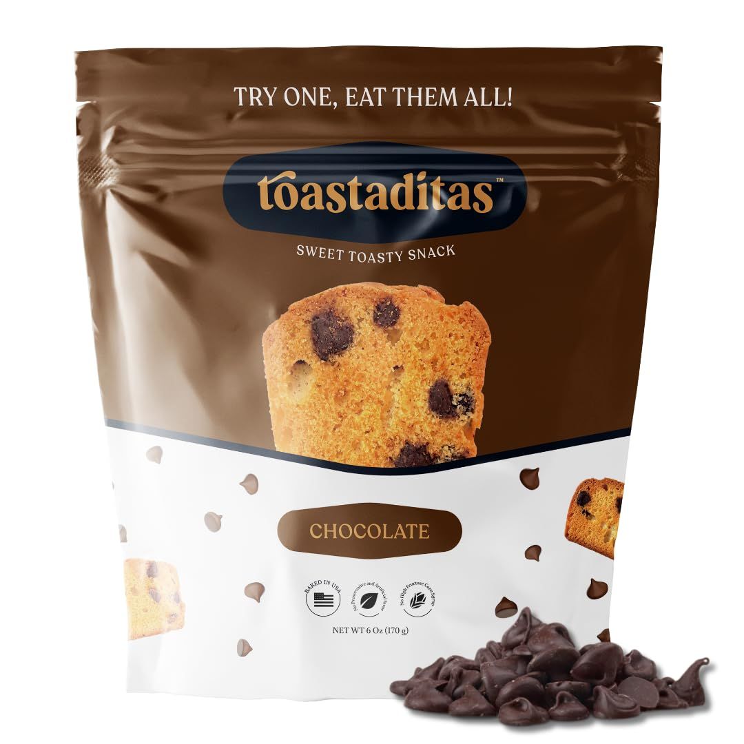 Toastaditas Chocolate Chips Toasted Cookies, 11g of Protein, Natural Ingredients, No Artificial Flavors, Healthy Snacks for kids and adults (3-Pack, Chocolate Chips)
