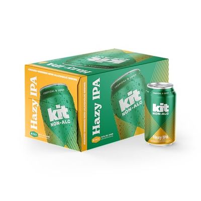 Kit Non-Alc - Non-Alcoholic Craft Beer - Hazy 6pk Cans, 12 FL OZ, 4 Simple Ingredients - Gluten-Removed, Vegan Friendly, Dairy Free