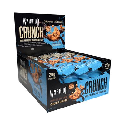 Warrior Crunch High Protein Bars 20g Protein, Low Carb, Low Sugar, Keto Friendly Delicious, Chewy, Crispy On The Go Snack Box of 12 Bars (12 Count (Pack of 1), Chocolate Chip Cookie Dough)