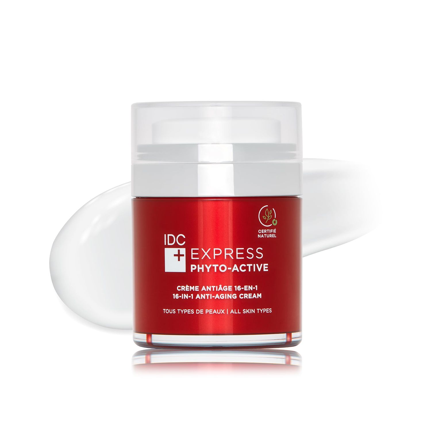 IDC Dermo Express Phyto-Active 16-In-1 Anti Aging Face Cream - 1.7 fl oz - Anti Aging Moisturizer With Hyaluronic Acid for Face, Eyes Neck - Vegan Wrinkle Skin Care Product for All Skin Types