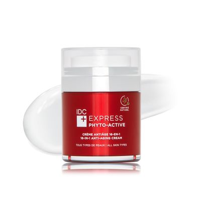 IDC Dermo Express Phyto-Active 16-In-1 Anti Aging Face Cream - 1.7 fl oz - Anti Aging Moisturizer With Hyaluronic Acid for Face, Eyes Neck - Vegan Wrinkle Skin Care Product for All Skin Types
