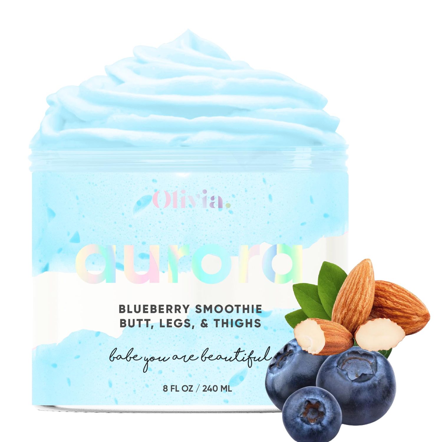 Olivia Beauty Butt Legs and Thigh Nourishing Cream Razor Bumps Ingrown Hair Treatment Cellulite Scrub, Butt Acne Treatment Fast Absorption, Niacinamide Tea Tree Oil Formula 8 Fl Oz