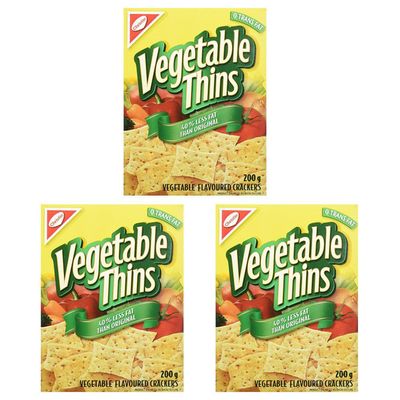 Christie Vegetable Thins, 40 Less Fat, Crackers, 200g7oz., (3 Pack) (Imported from Canada)