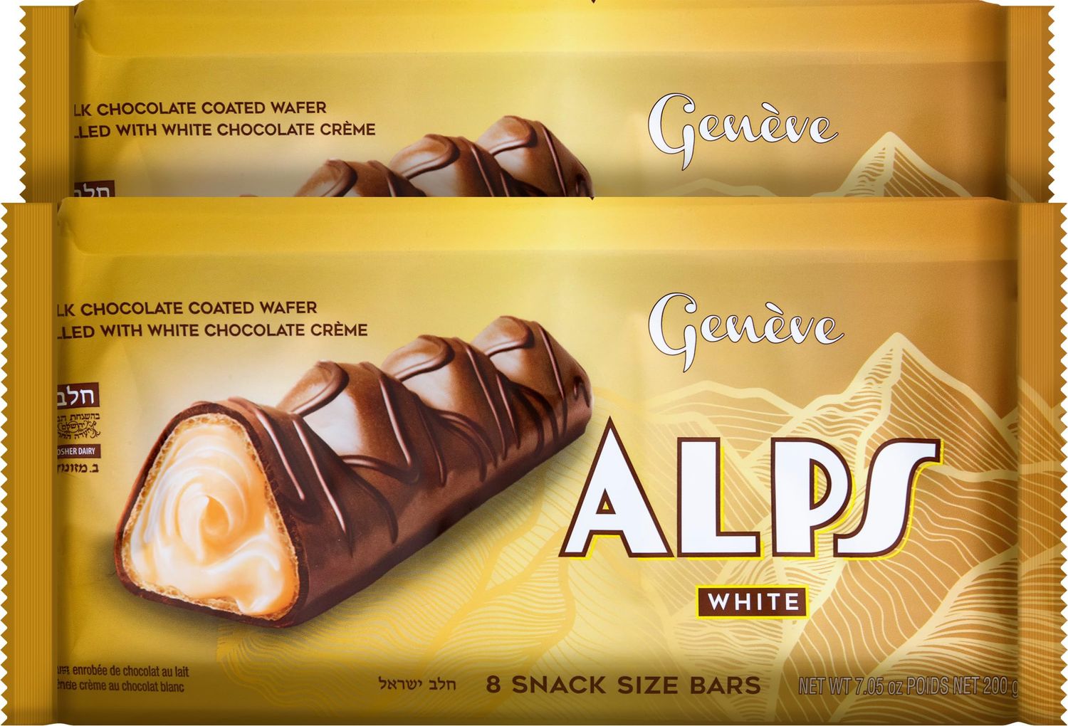 Geneve Alps Milk Chocolate Bar, Chocolate Coated Wafer filled with Cr me, 1.76oz (16 Bars) Rich Creamy Candy Bar