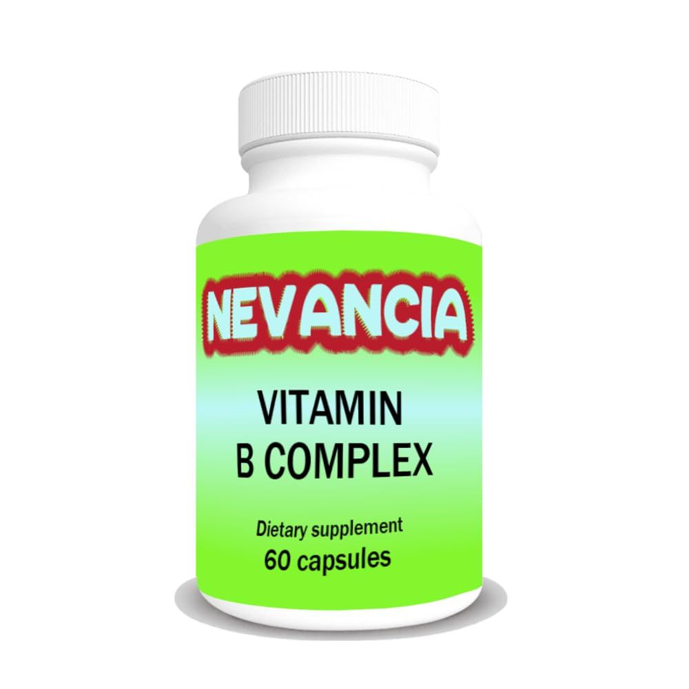 Nevancia Vitamin B Complex - Supports Brain Health Cognitive Function - Improves Memory, Focus, Alertness Concentration - Supports Immune Heart Health - for Energy Metabolism - 60 Capsules