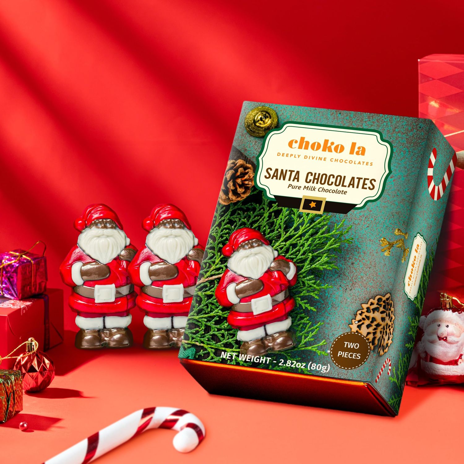 Choko La Sweet Surprises for Mom - Pack of 2 Santa-Shaped Chocolates Fun Unique Mother s Day Gift