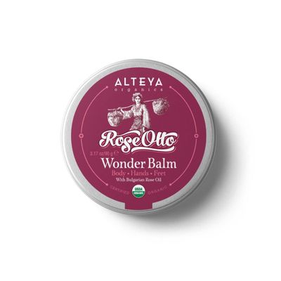Alteya Organics Wonder Balm Rose 3 Oz90g - USDA Certified Organic Pure Natural Treatment for Body, Hands and Feet - Based Bulgarian Rose Otto Essential Oil