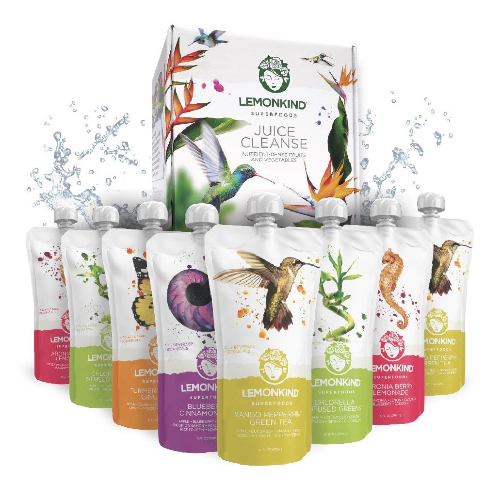 LEMONKIND 1-Day CORE Colon Juice Cleanse: Detox, Gut Health, Boost Energy, Reduce Bloating - Vegan, Gluten-Free, Pressed, Women-Owned, 8 juices
