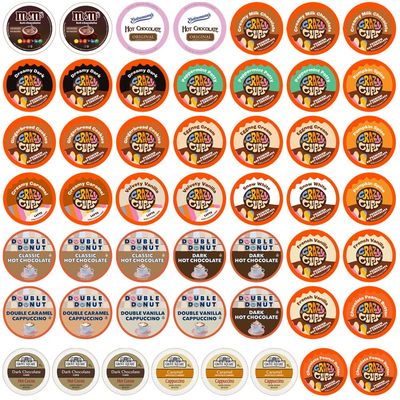 Hot Chocolate and Cappuccino Single Serve Cups, Variety Pack Sampler For Keurig K Cup Brewers, includes Hot Cocoa from Grove Square and Crazy Cups, 50 Count