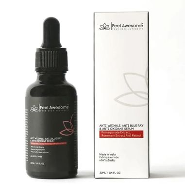 FEEL AWESOME Anti Wrinkle, Anti Blue Ray Anti Oxidant Serum with Retinol, Niacinamide, Hyaluronic Acid 3 in One Serum Hydrates Smoothens Skin 1 Fl Oz 30 ml