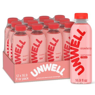 Unwell Hydration Electrolyte Drink For Rapid Hydration Focus - Strawberry, 12 Pack