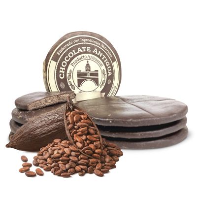 Chocolate Antigua, Handmade Hot Chocolate Drink Tablets, Mayan Cacao Disc, Hand Carved with All Natural Ingredients for a Perfect Taza - From San Juan del Obispo, Antigua Guatemala (Natural)
