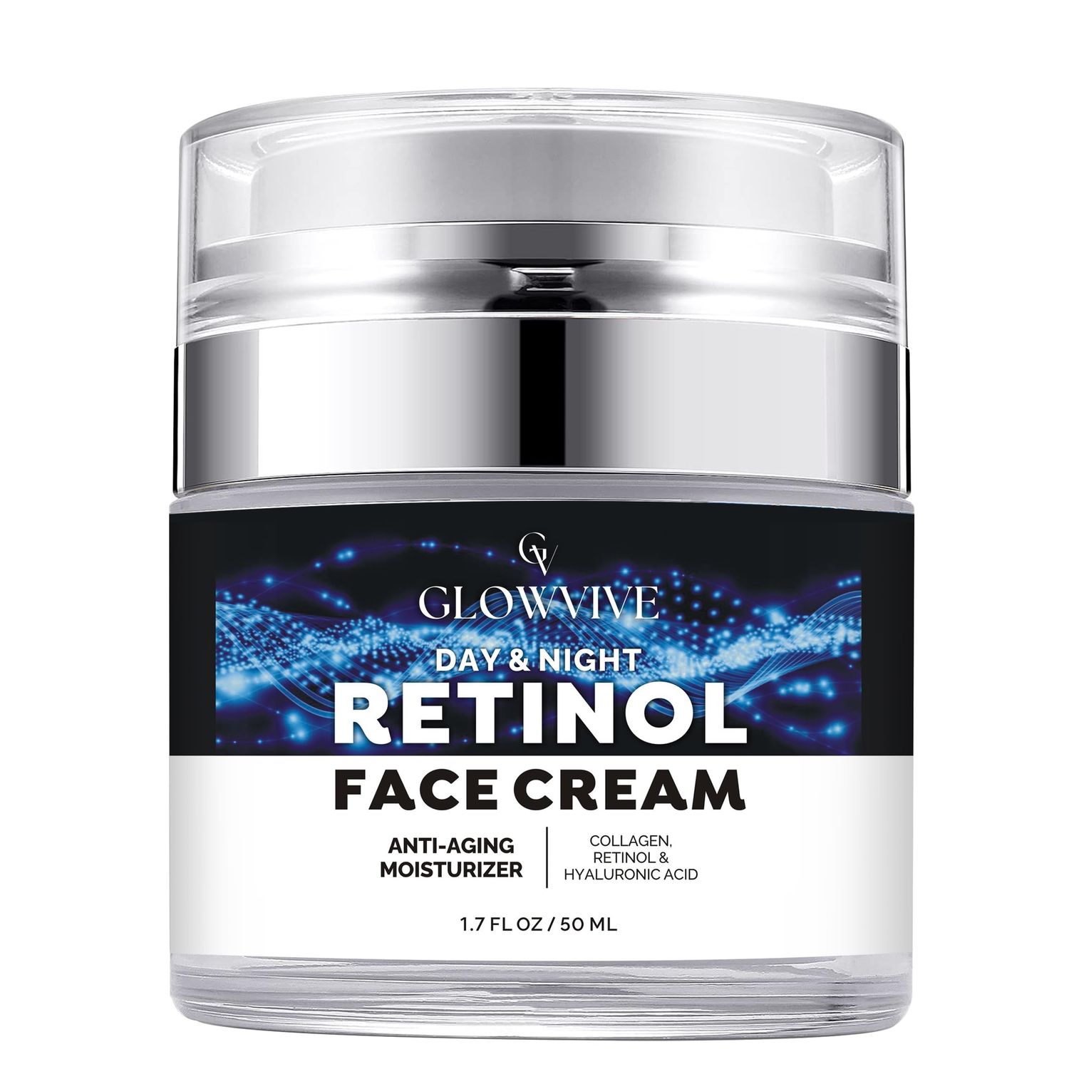 GLOWVIVE Day Night Retinol Face Cream Anti-Aging Moisturizer with Retinol, Collagen Hyaluronic Acid for Face, Neck D collet 1.7 fl. Oz