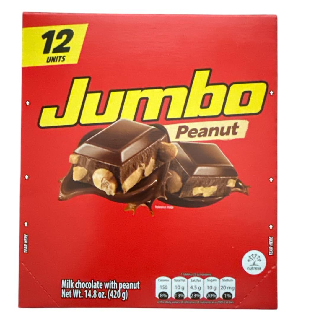 Chocolate Jumbo Peanut Bar - Chocolatina Man Jumbo - 12 Units 14.8 oz
