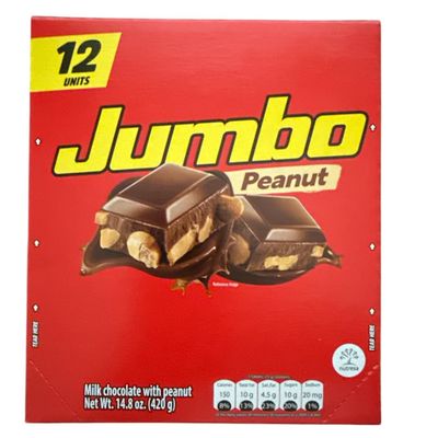Chocolate Jumbo Peanut Bar - Chocolatina Man Jumbo - 12 Units 14.8 oz