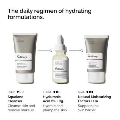 The Ordinary The Daily Set, Daily Skincare Routine with Squalane Cleanser, Hyaluronic Acid 2 B5, and Natural Moisturizing Factors HA Skin Care Set