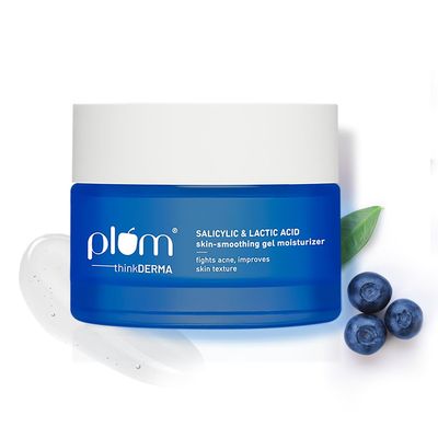 Plum Salicylic Lactic Acid Skin-Smoothing Gel Moisturizer Hydrates Smoothens Skin Lightweight Gel-Based 100 Vegan 50 Gram