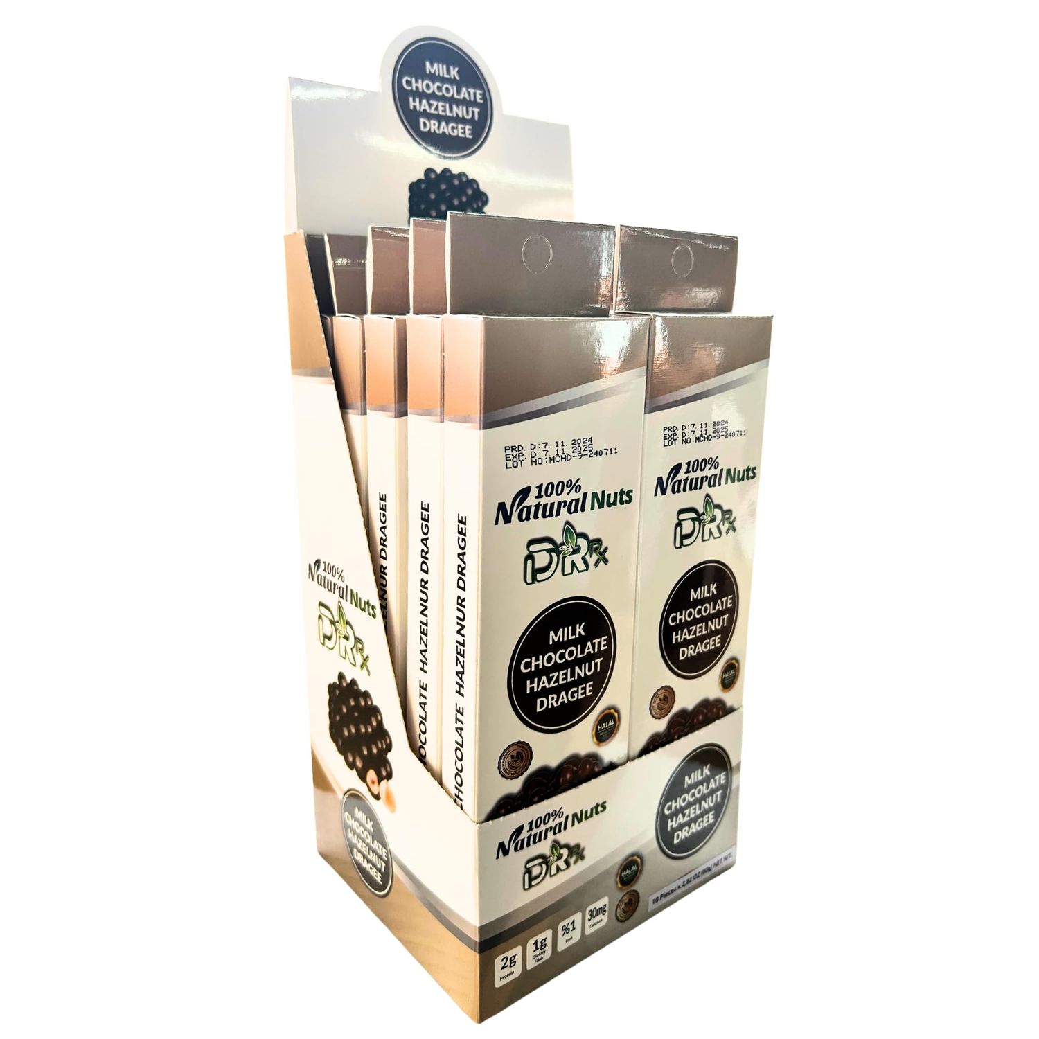 Dr.Rx Dark Chocolate Hazelnut Dragee, erfectly Nutty Indulgence Rich Bold Dark Chocolate Hazelnut Dragee (10 Pack)