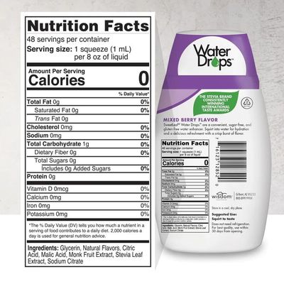 SweetLeaf Water Drops, Mixed Berry - Sugar-Free Water Enhancer Drops, Stevia Monk Fruit Sweetener Water Flavoring, 1.62 Oz (Pack of 2)