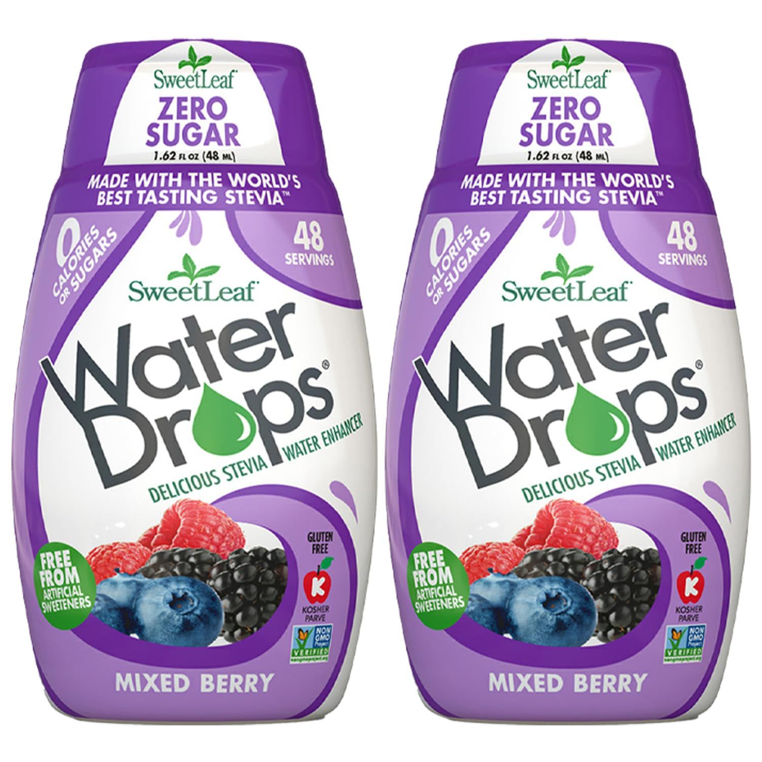 SweetLeaf Water Drops, Mixed Berry - Sugar-Free Water Enhancer Drops, Stevia Monk Fruit Sweetener Water Flavoring, 1.62 Oz (Pack of 2)