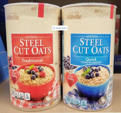 Millville Steel Cut Oats Hearty 100 Whole Grain Oats Traditional Quick (Two Tubes)