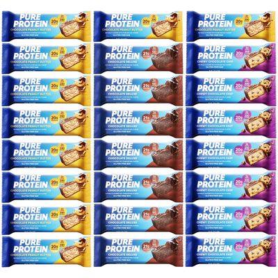 Pure Protein Bars 10 Chocolate Peanut Butter 7 Chocolate Deluxe 6 Chewy Chocolate Chip, 20g High Protein, Nutritious Snacks to Support Energy