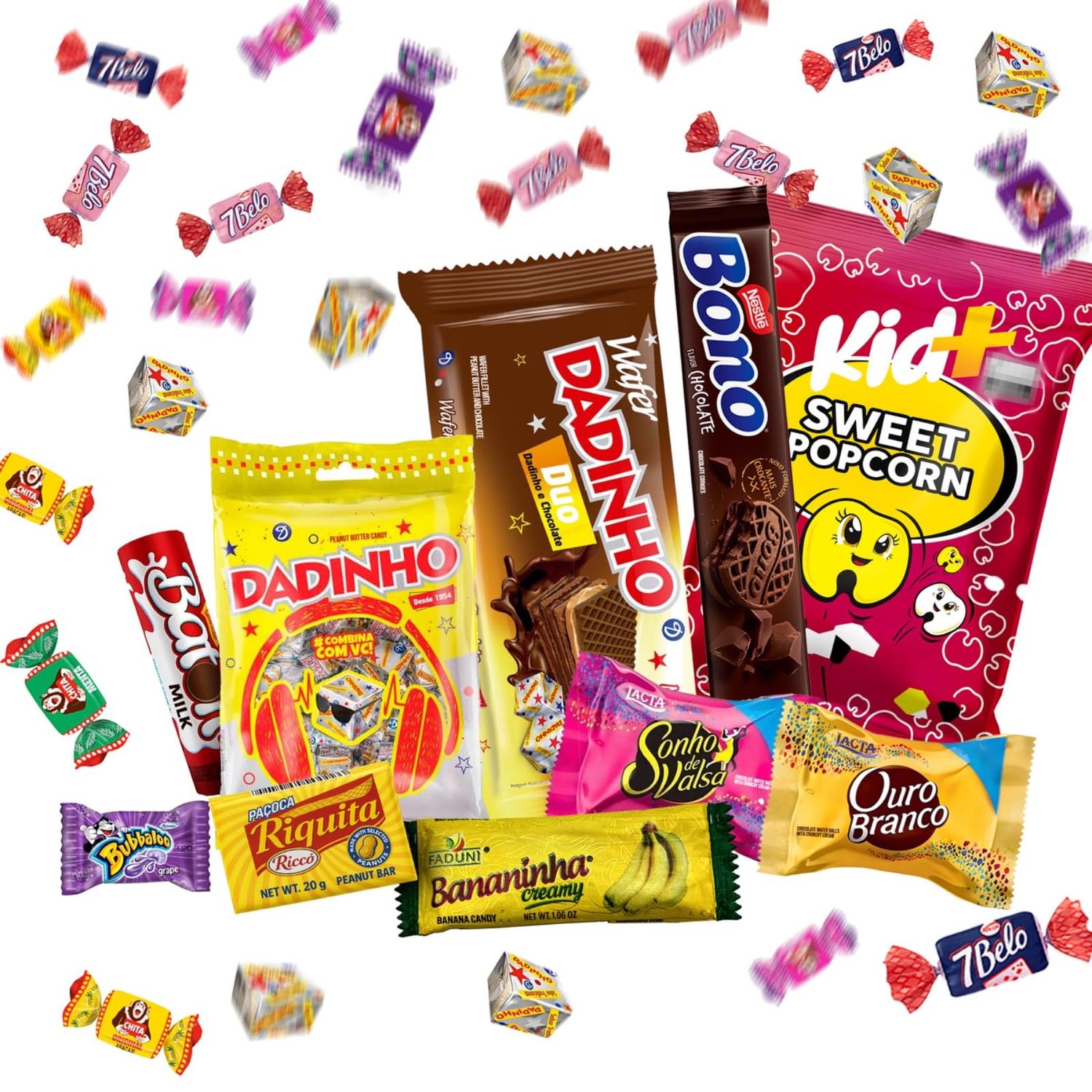 BRAZILIAN CORNER Candy Variety Box Mixed Cookies, Candies Chocolates Snack Boxes Brazilian Treats for Adults, Kids Teen Great for Gifts, Home, School, College 40 Count
