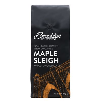 Brooklyn Beans Maple Sleigh 100 Arabica Craft Roasted Ground Coffee, Premium Maple Flavored Roast, 12 Oz Bag